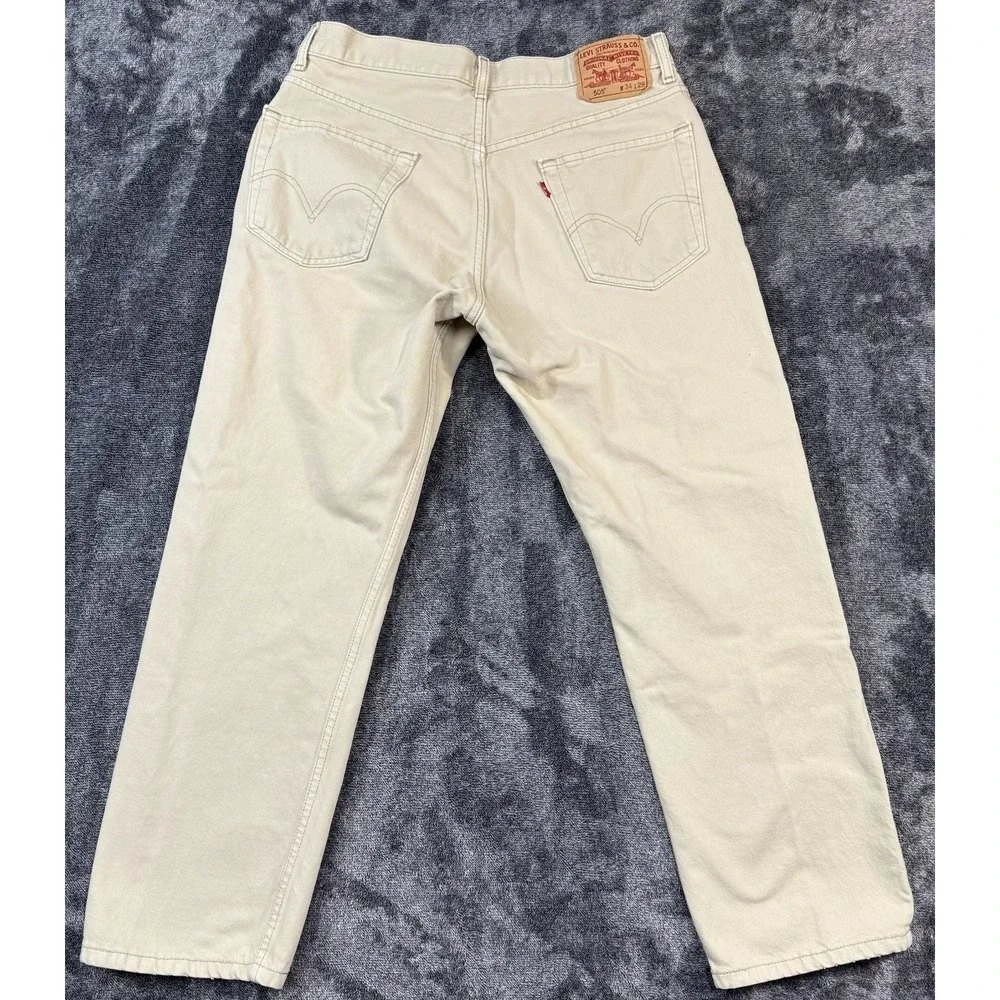 Vtg Levis 505 Jeans Mens 34x29 Beige Tan Regular Fit Denim Pants